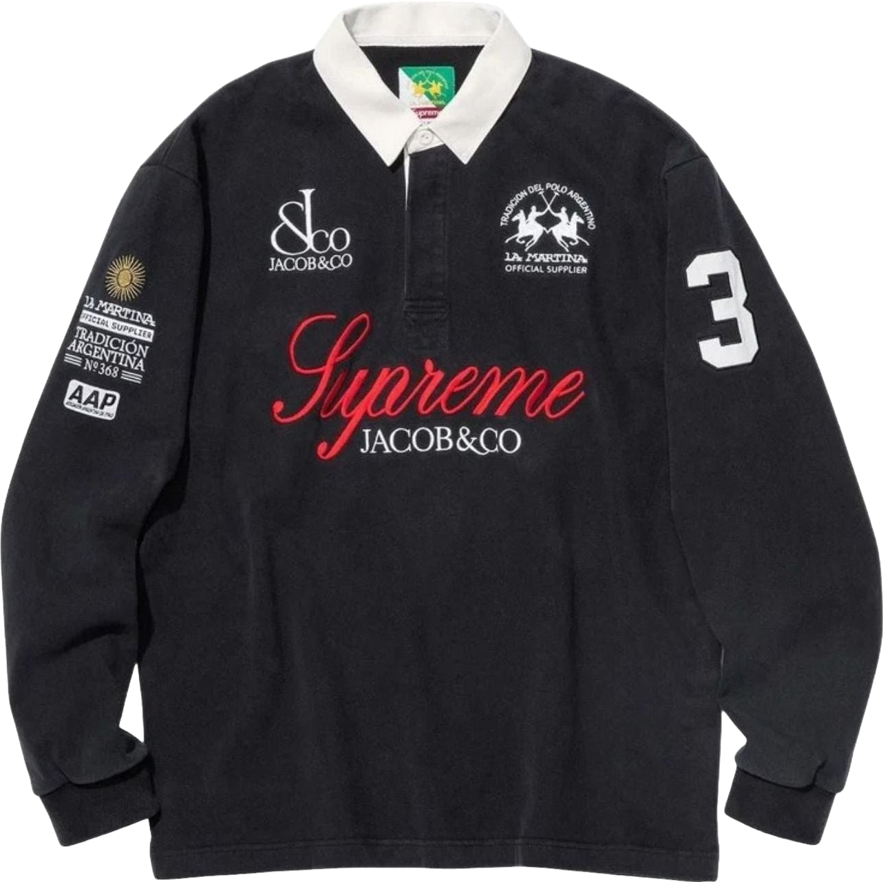 Supreme Striped Rugby Long Sleeve Shirt - Navy | Editorialist