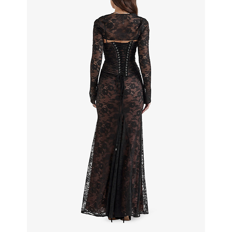 House OF CB Artemis Corseted Lace Maxi Dress - Black