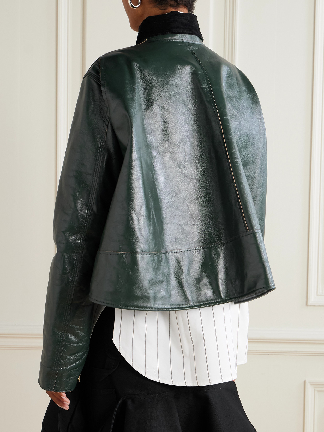 Sacai X Carhartt Wip Leather Jacket - Green - 40% Off | Editorialist