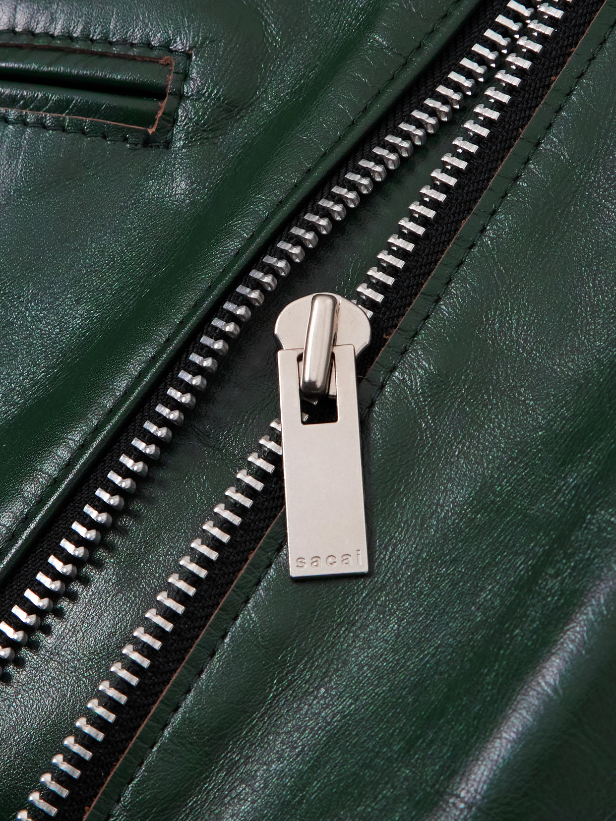 Sacai X Carhartt Wip Leather Jacket - Green - 40% Off | Editorialist