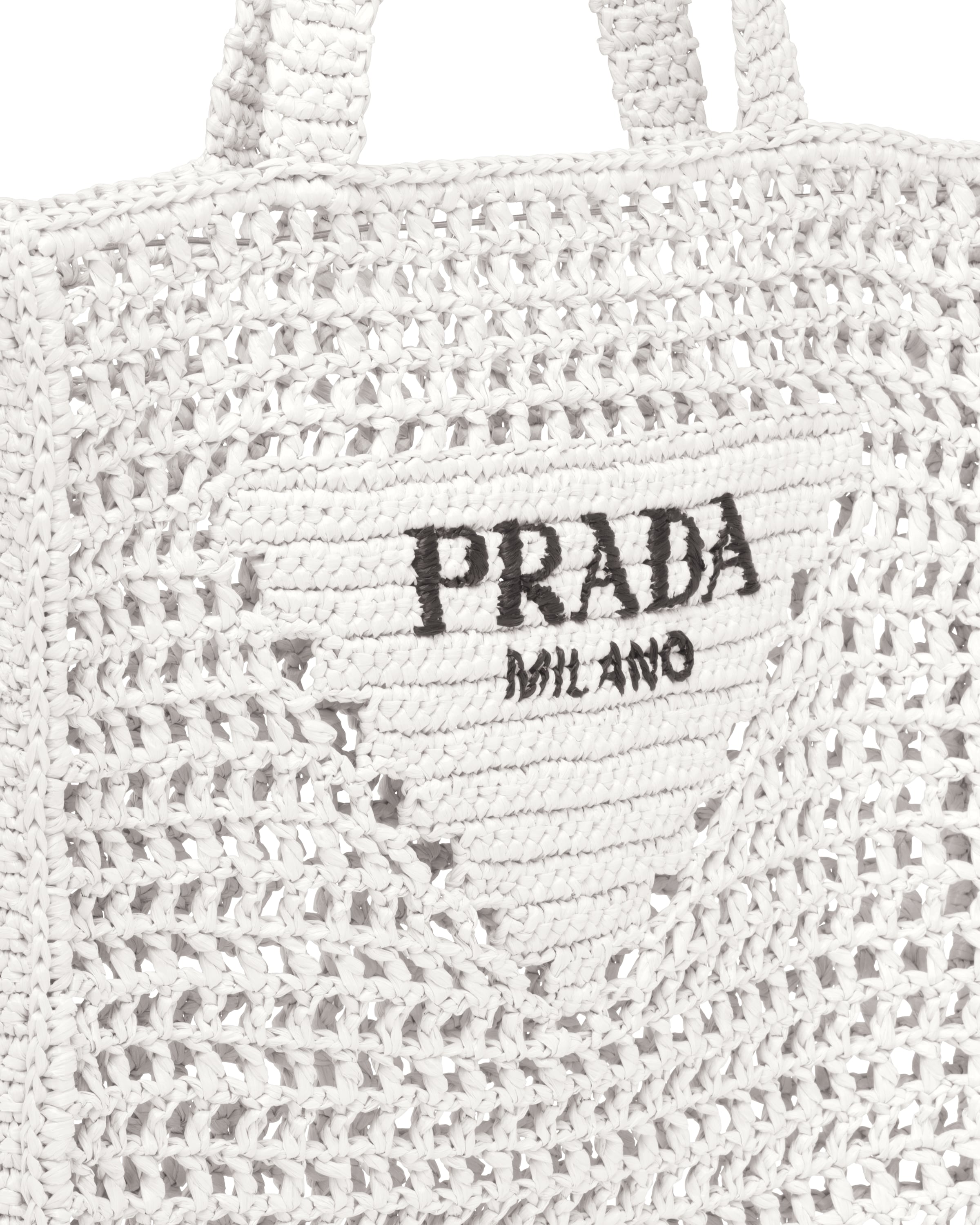 Prada Logo-Print Raffia Tote Bag - White | Editorialist