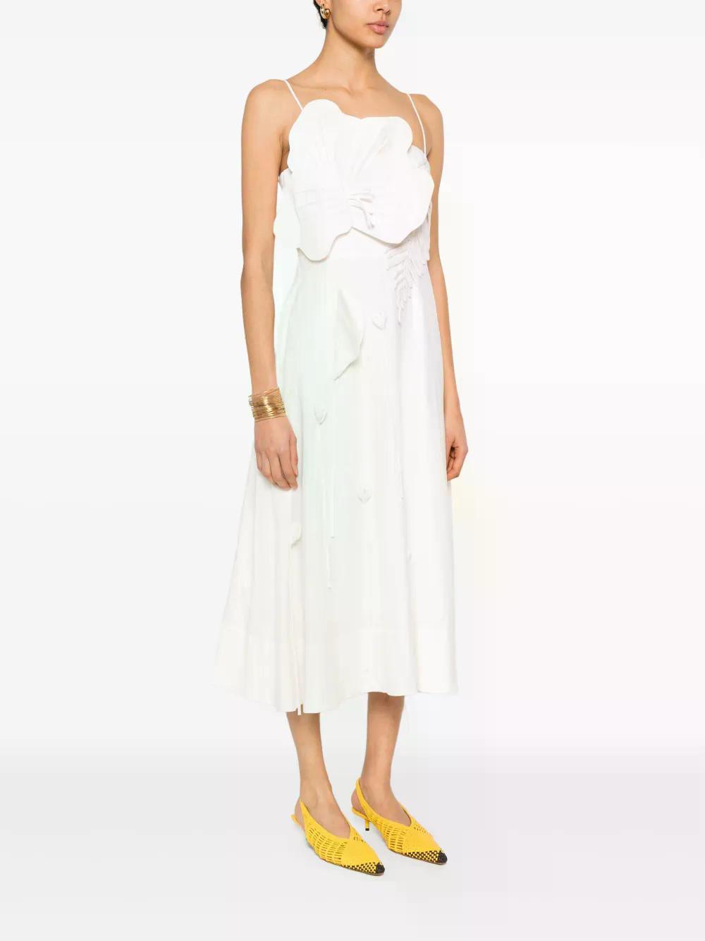 Farm Rio Floral-Appliqu Linen-Blend Midi Dress - White - 20% Off |  Editorialist