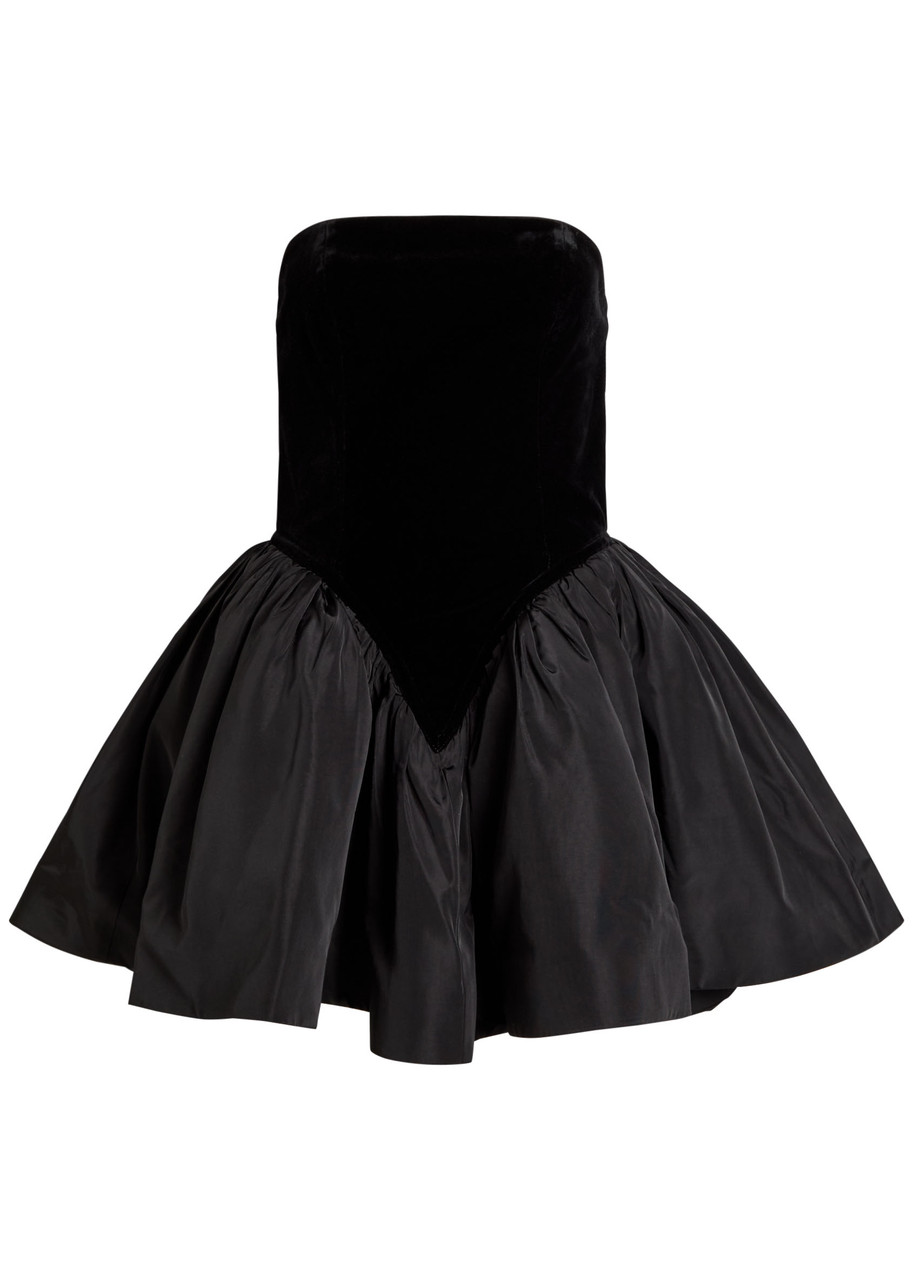 alexandre vauthier strapless cotton-velvet mini dress Red Velvet Strapless A-line Mini Dress  Hemman