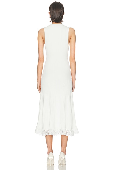 self portrait knit lace insert midi dress self-portrait - White Knit Lace Insert Midi Dress