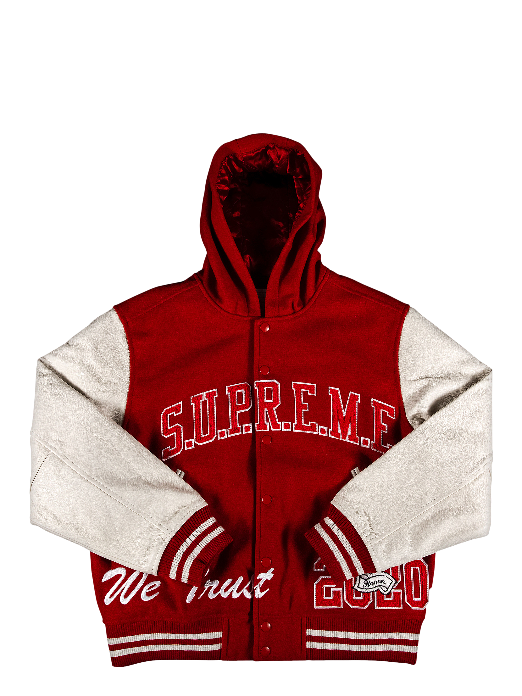 Supreme King Hooded Varsity Jacket - Red | Editorialist
