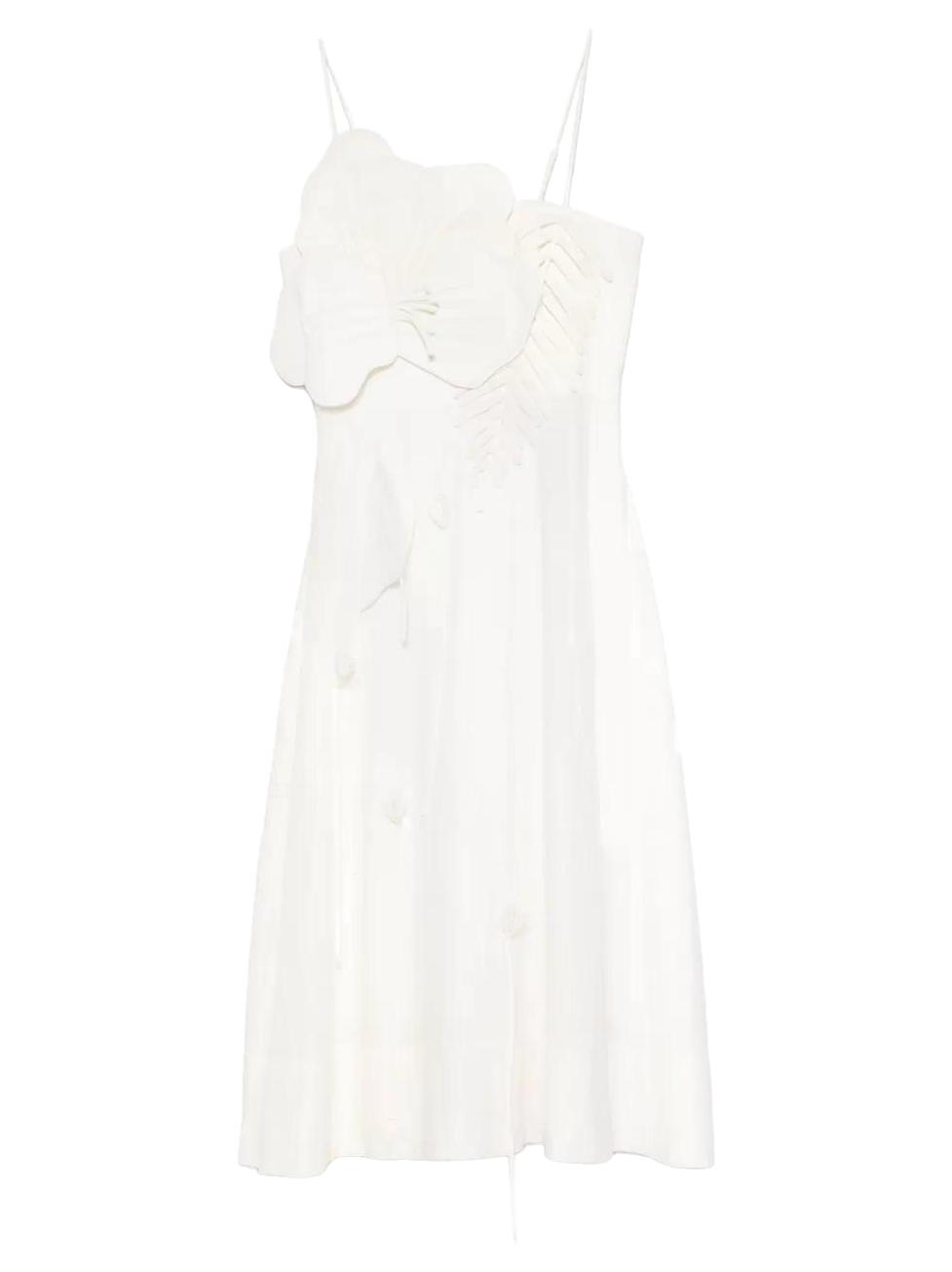 Farm Rio Floral-Appliqu Linen-Blend Midi Dress - White - 20% Off |  Editorialist