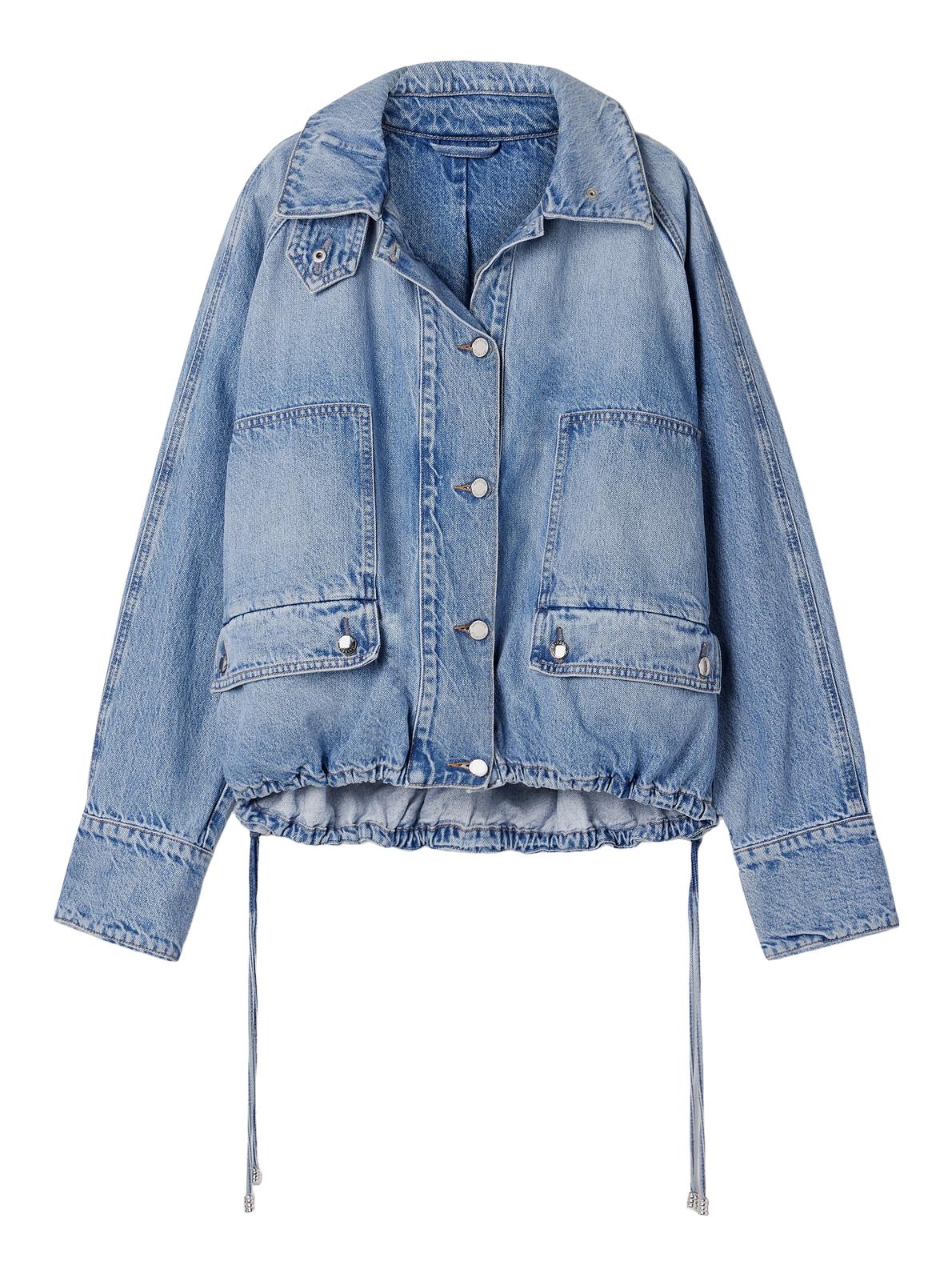 Brandon Maxwell Harper Denim Balloon Jacket - Blue - 50% Off